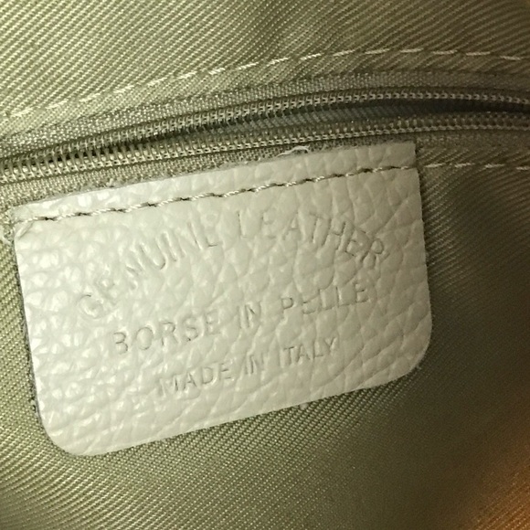 BORSE IN PELLE Genuine Leather Made in Italy Purse shoulder Bag Gray Woven - Picture 5 of 15